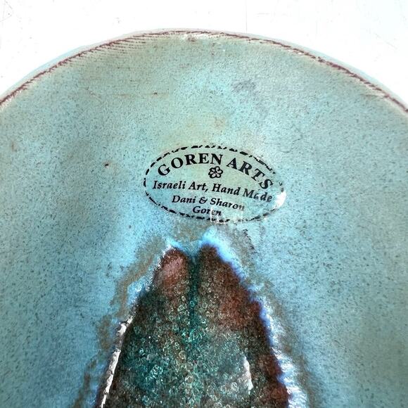 Goren Arts Hand Made Pottery Hamsa Trinket Dish Bowl - Made in Israel - Picture 3 of 5